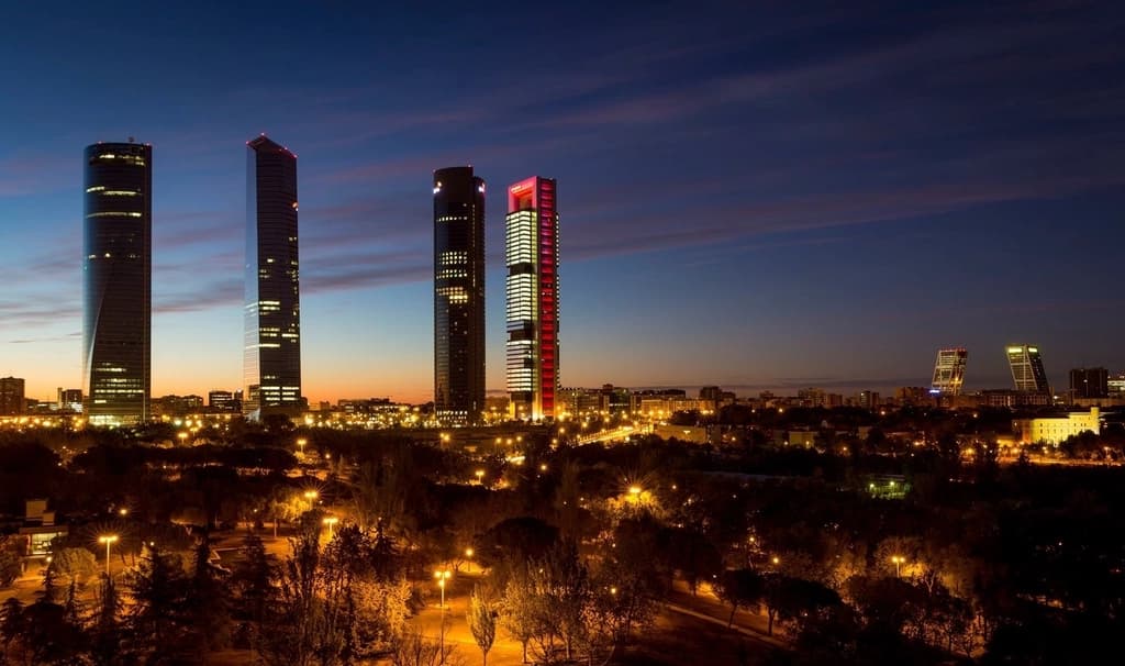 Vista del centro de Madrid al atardecer